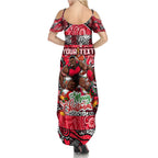 Custom Bombers Rugby Merry Christmas Summer Maxi Dress Indigenous Australian Art