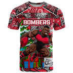 Custom Bombers Rugby Merry Christmas T Shirt Indigenous Australian Art