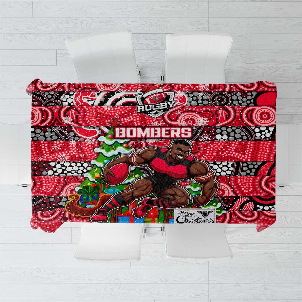 Bombers Football Merry Christmas Tablecloth Indigenous Australian Art