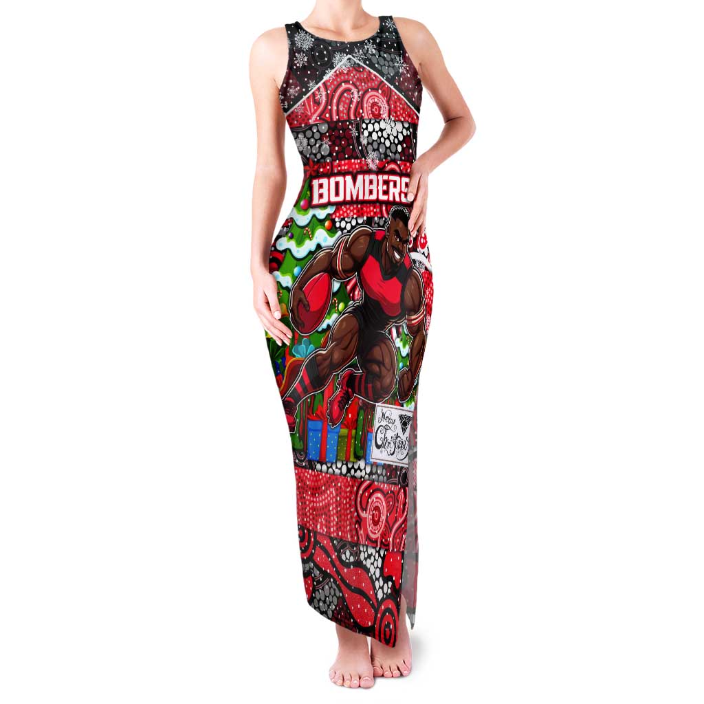 Custom Bombers Rugby Merry Christmas Tank Maxi Dress Indigenous Australian Art