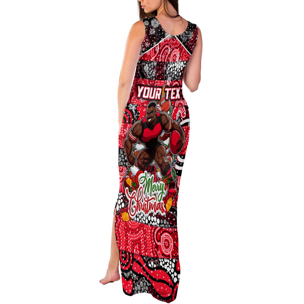 Custom Bombers Rugby Merry Christmas Tank Maxi Dress Indigenous Australian Art
