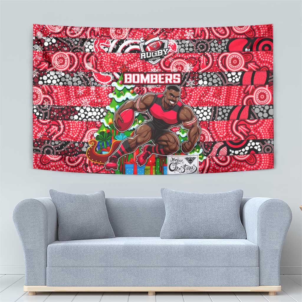 Bombers Football Merry Christmas Tapestry Indigenous Australian Art