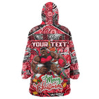 Custom Bombers Rugby Merry Christmas Wearable Blanket Hoodie Indigenous Australian Art