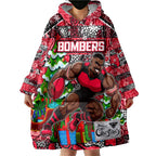 Custom Bombers Rugby Merry Christmas Wearable Blanket Hoodie Indigenous Australian Art
