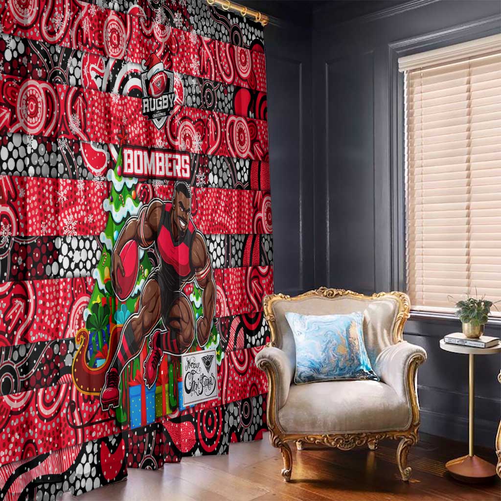 Bombers Football Merry Christmas Window Curtain Indigenous Australian Art