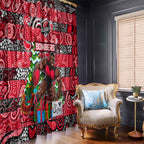 Bombers Football Merry Christmas Window Curtain Indigenous Australian Art