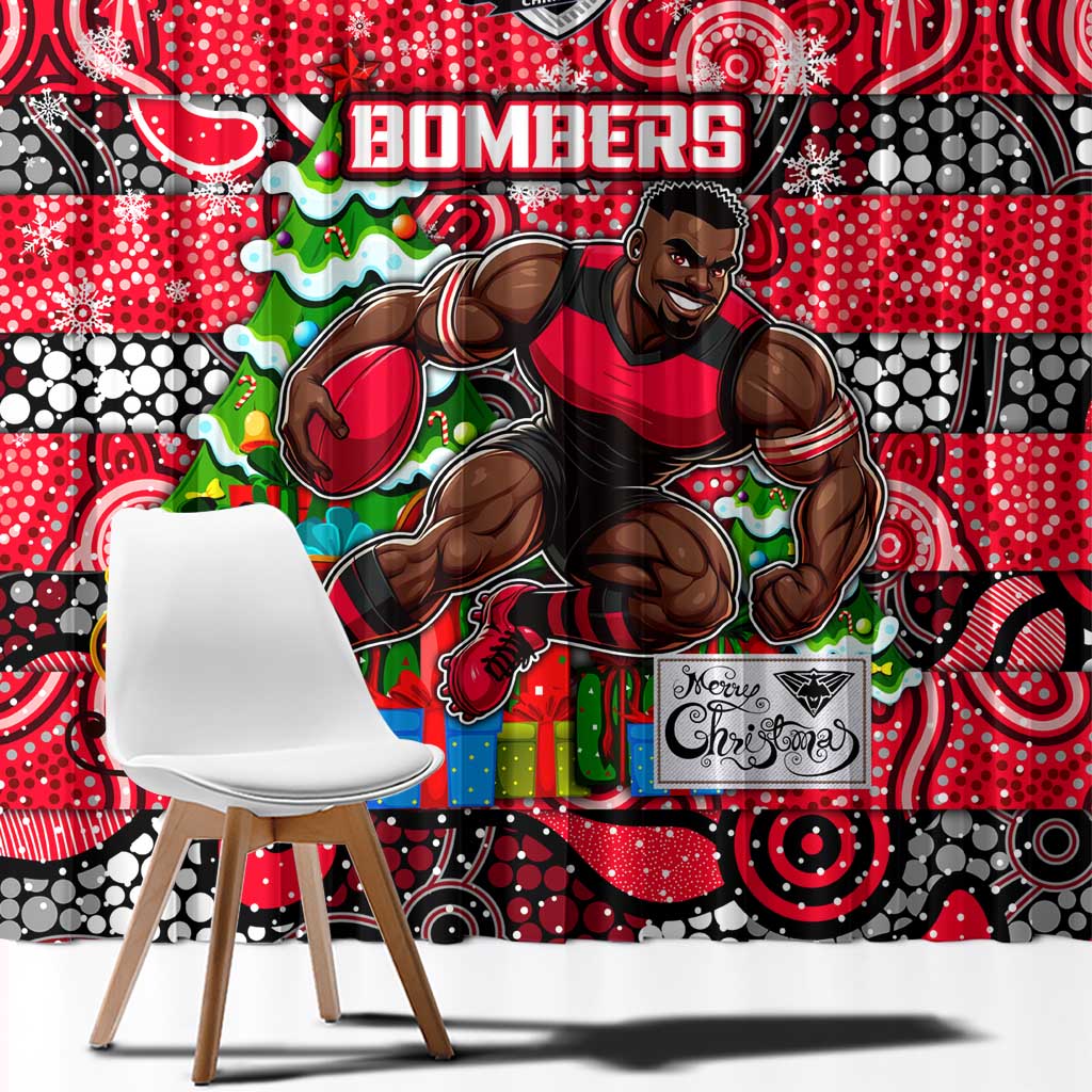 Bombers Football Merry Christmas Window Curtain Indigenous Australian Art