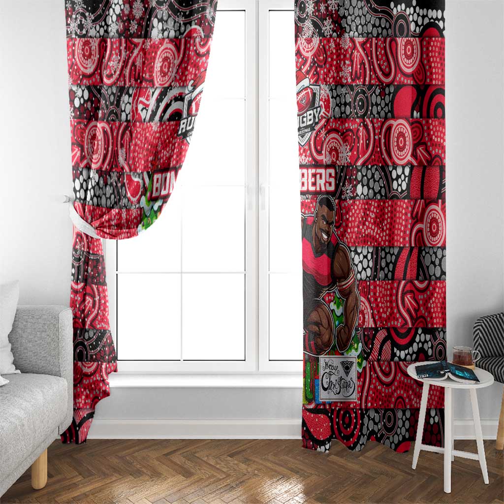 Bombers Football Merry Christmas Window Curtain Indigenous Australian Art