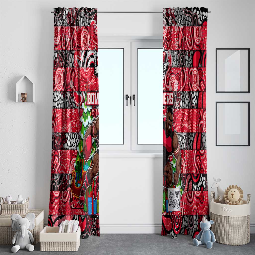 Bombers Football Merry Christmas Window Curtain Indigenous Australian Art