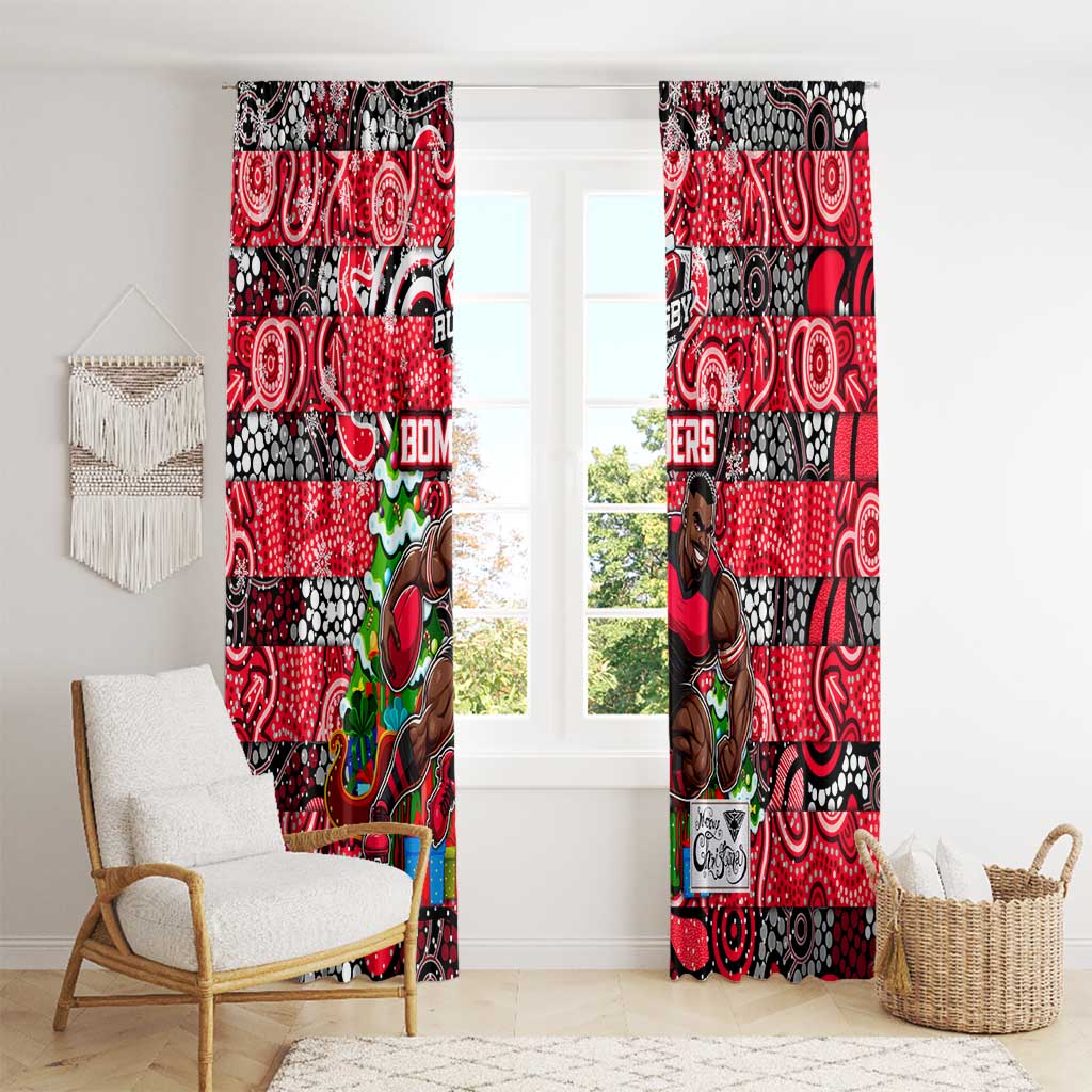 Bombers Football Merry Christmas Window Curtain Indigenous Australian Art