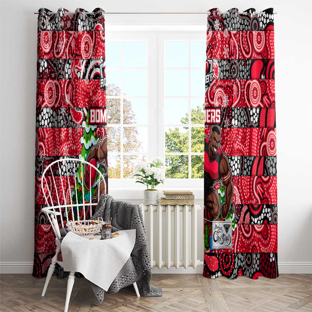 Bombers Football Merry Christmas Window Curtain Indigenous Australian Art