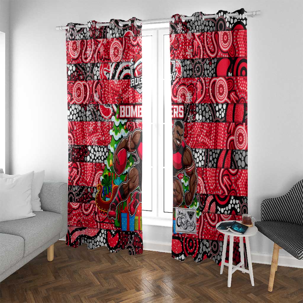 Bombers Football Merry Christmas Window Curtain Indigenous Australian Art