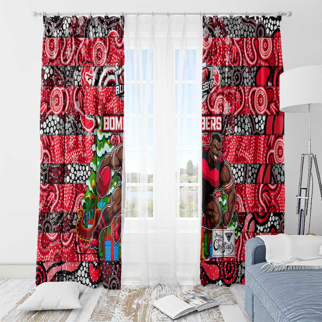 Bombers Football Merry Christmas Window Curtain Indigenous Australian Art