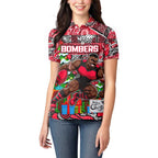 Custom Bombers Rugby Merry Christmas Women Polo Shirt Indigenous Australian Art