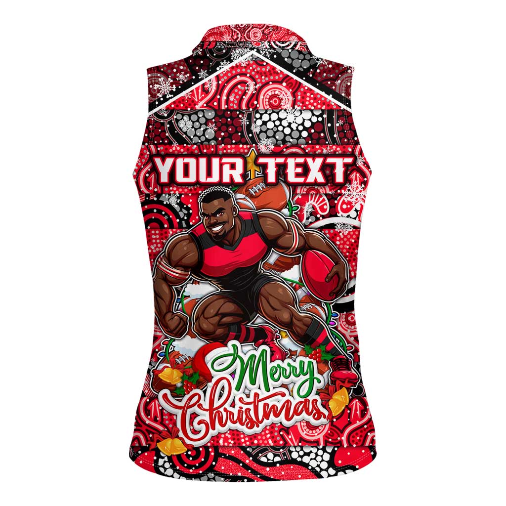 Custom Bombers Rugby Merry Christmas Women Sleeveless Polo Shirt Indigenous Australian Art