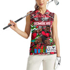 Custom Bombers Rugby Merry Christmas Women Sleeveless Polo Shirt Indigenous Australian Art