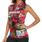 Custom Bombers Rugby Merry Christmas Women Sleeveless Polo Shirt Indigenous Australian Art
