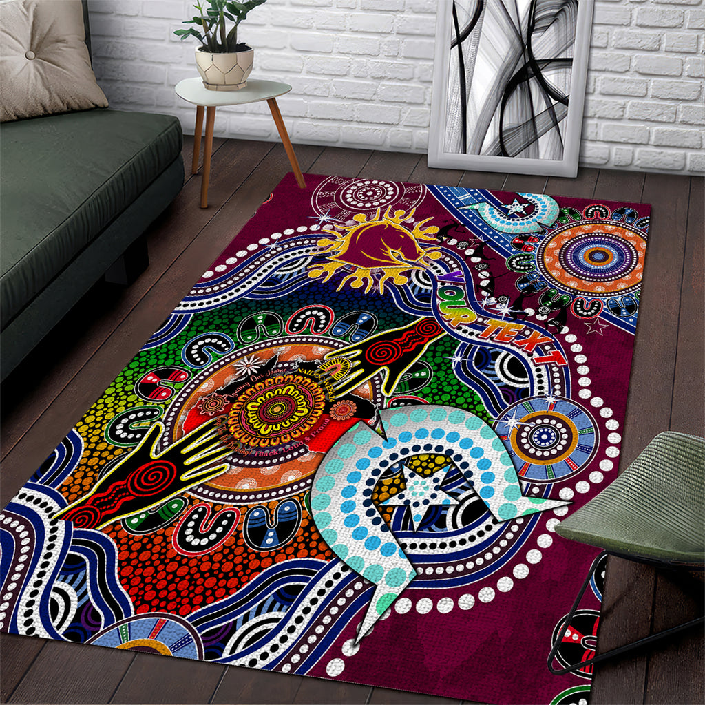 Personalised Broncos NAIDOC Week 2024 Area Rug Australia Aboriginal Dot Painting