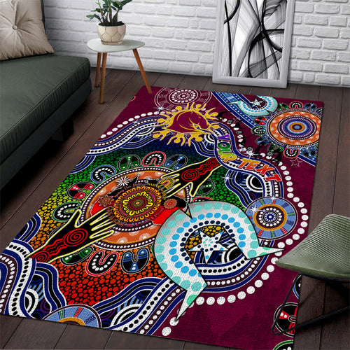 Personalised Broncos NAIDOC Week 2024 Area Rug Australia Aboriginal Dot Painting
