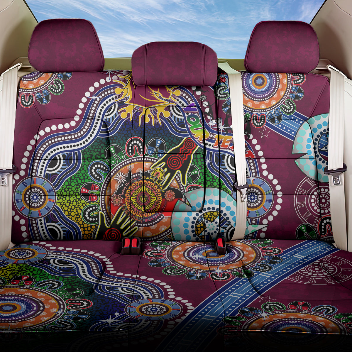 Personalised Broncos NAIDOC Week 2024 Back Car Seat Cover Australia Aboriginal Dot Painting