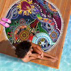 Personalised Broncos NAIDOC Week 2024 Beach Blanket Australia Aboriginal Dot Painting