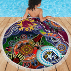 Personalised Broncos NAIDOC Week 2024 Beach Blanket Australia Aboriginal Dot Painting