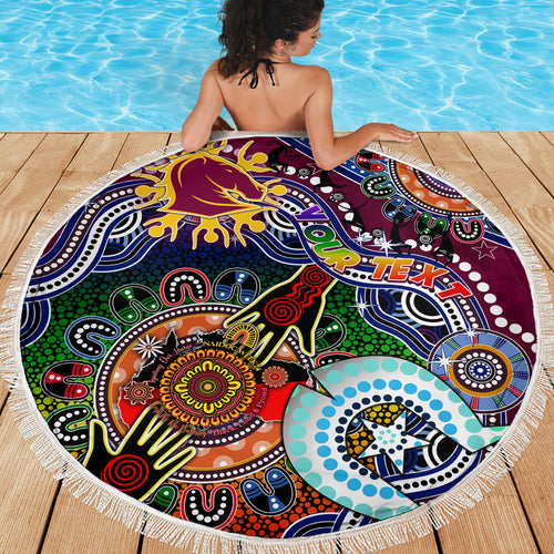 Personalised Broncos NAIDOC Week 2024 Beach Blanket Australia Aboriginal Dot Painting