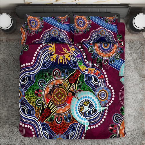 Personalised Broncos NAIDOC Week 2024 Bedding Set Australia Aboriginal Dot Painting