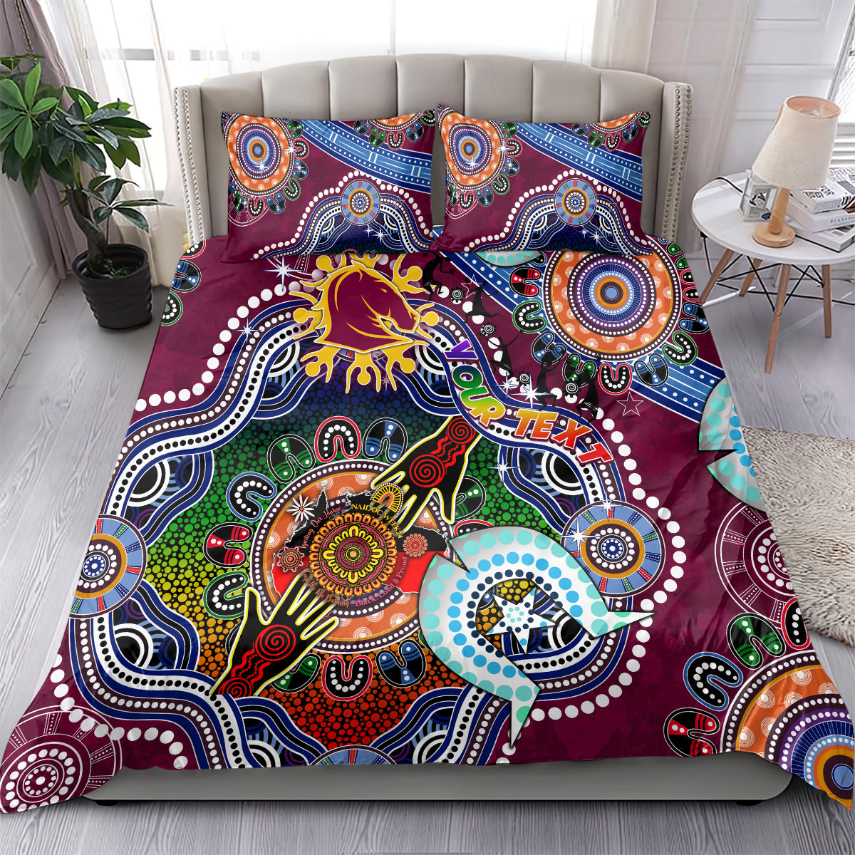 Personalised Broncos NAIDOC Week 2024 Bedding Set Australia Aboriginal Dot Painting