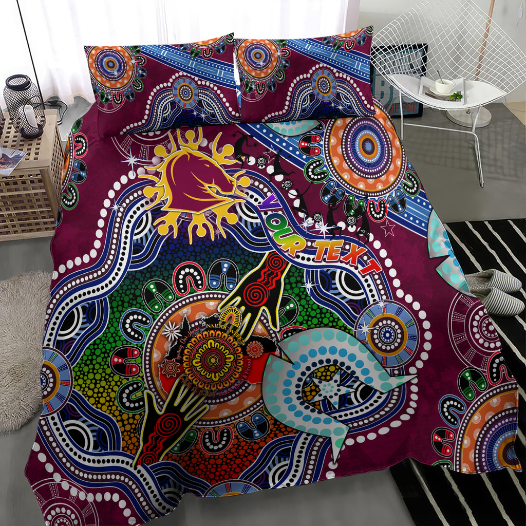 Personalised Broncos NAIDOC Week 2024 Bedding Set Australia Aboriginal Dot Painting