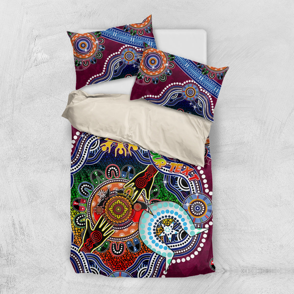 Personalised Broncos NAIDOC Week 2024 Bedding Set Australia Aboriginal Dot Painting