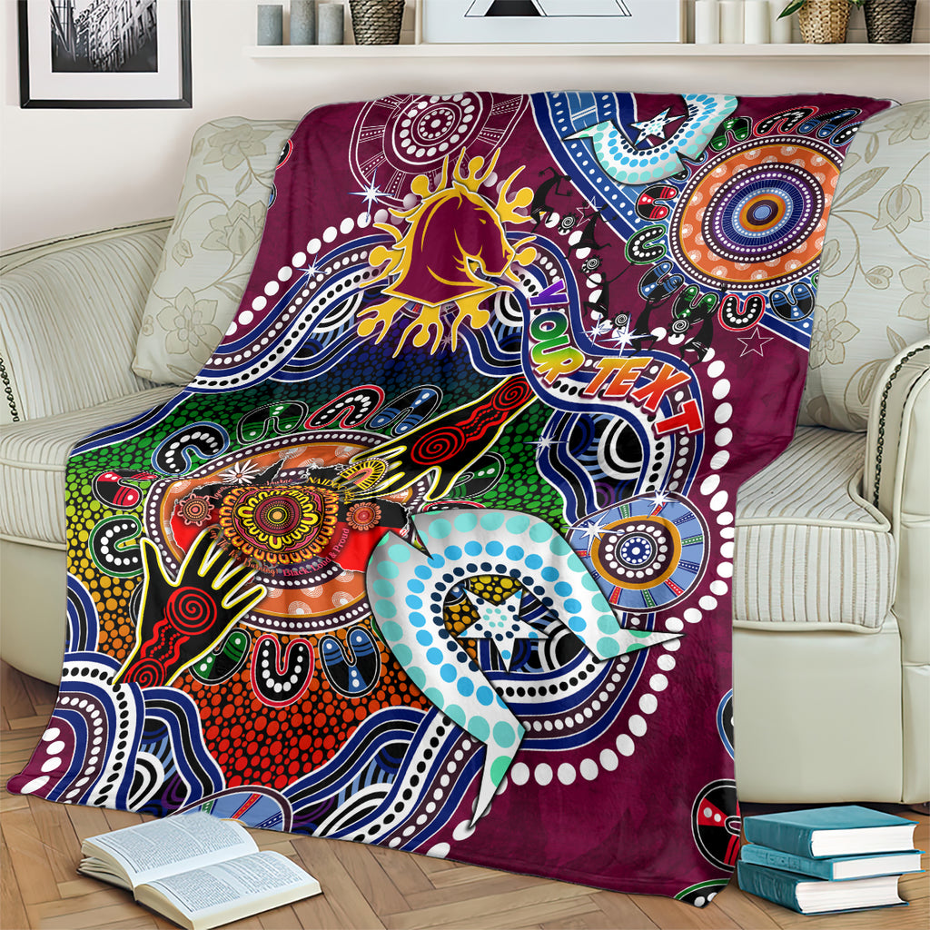 Personalised Broncos NAIDOC Week 2024 Blanket Australia Aboriginal Dot Painting