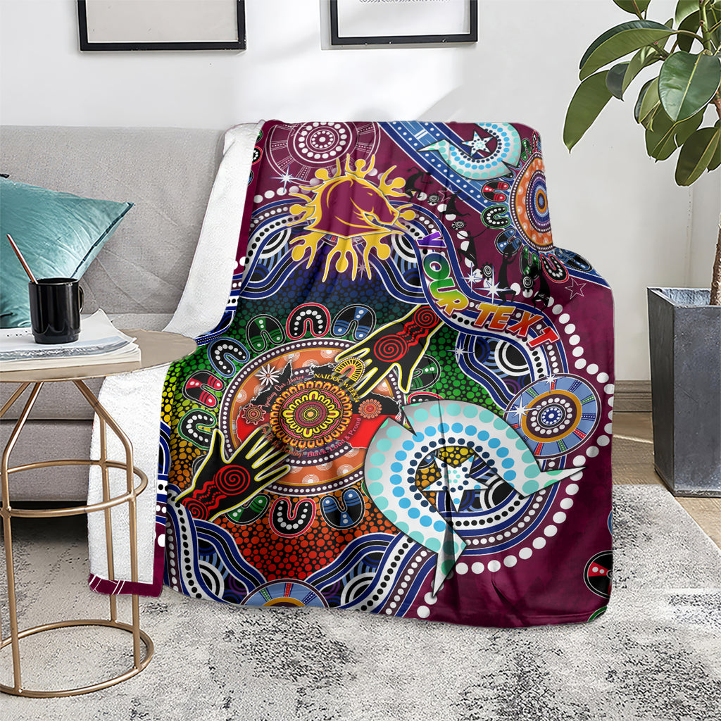 Personalised Broncos NAIDOC Week 2024 Blanket Australia Aboriginal Dot Painting