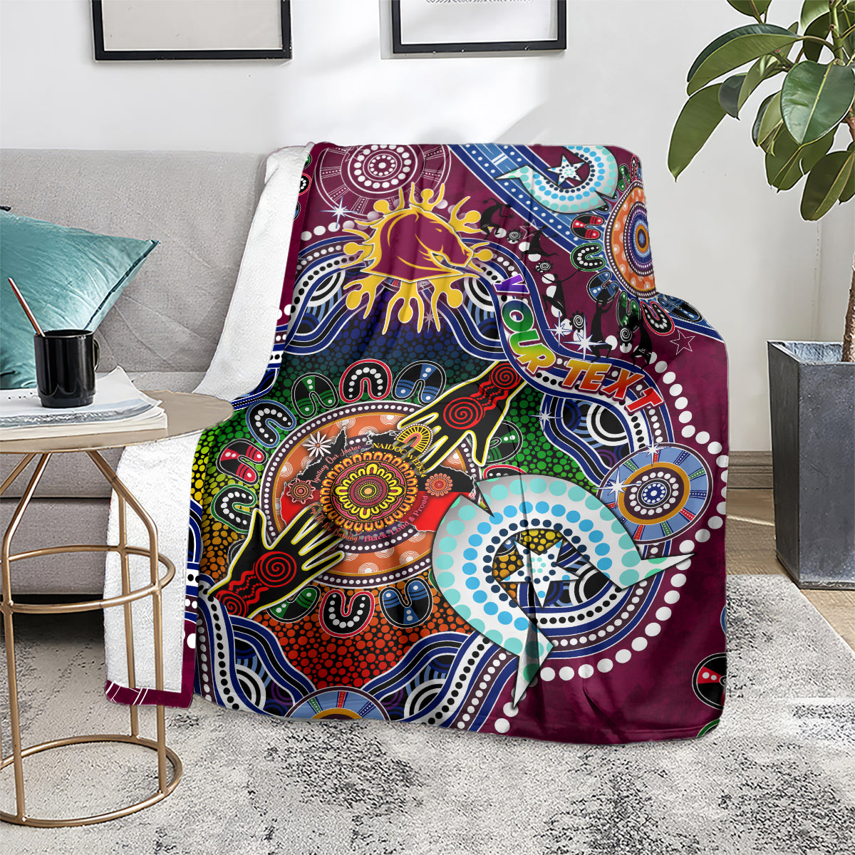 Personalised Broncos NAIDOC Week 2024 Blanket Australia Aboriginal Dot Painting