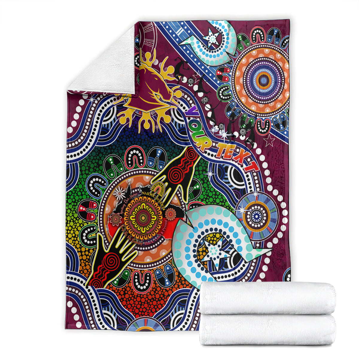 Personalised Broncos NAIDOC Week 2024 Blanket Australia Aboriginal Dot Painting