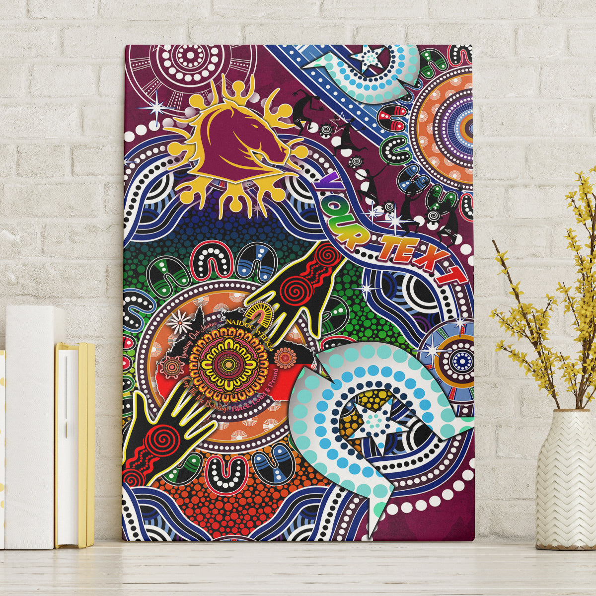 Personalised Broncos NAIDOC Week 2024 Canvas Wall Art Australia Aboriginal Dot Painting