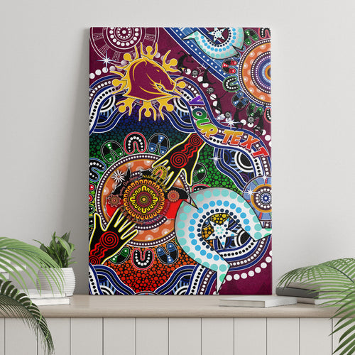 Personalised Broncos NAIDOC Week 2024 Canvas Wall Art Australia Aboriginal Dot Painting