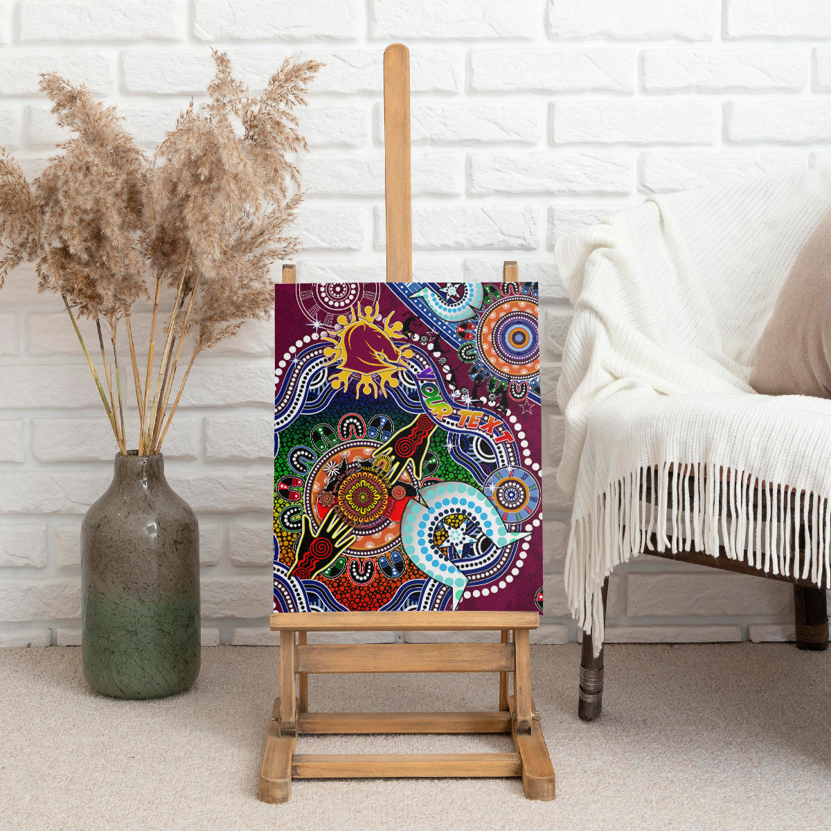 Personalised Broncos NAIDOC Week 2024 Canvas Wall Art Australia Aboriginal Dot Painting