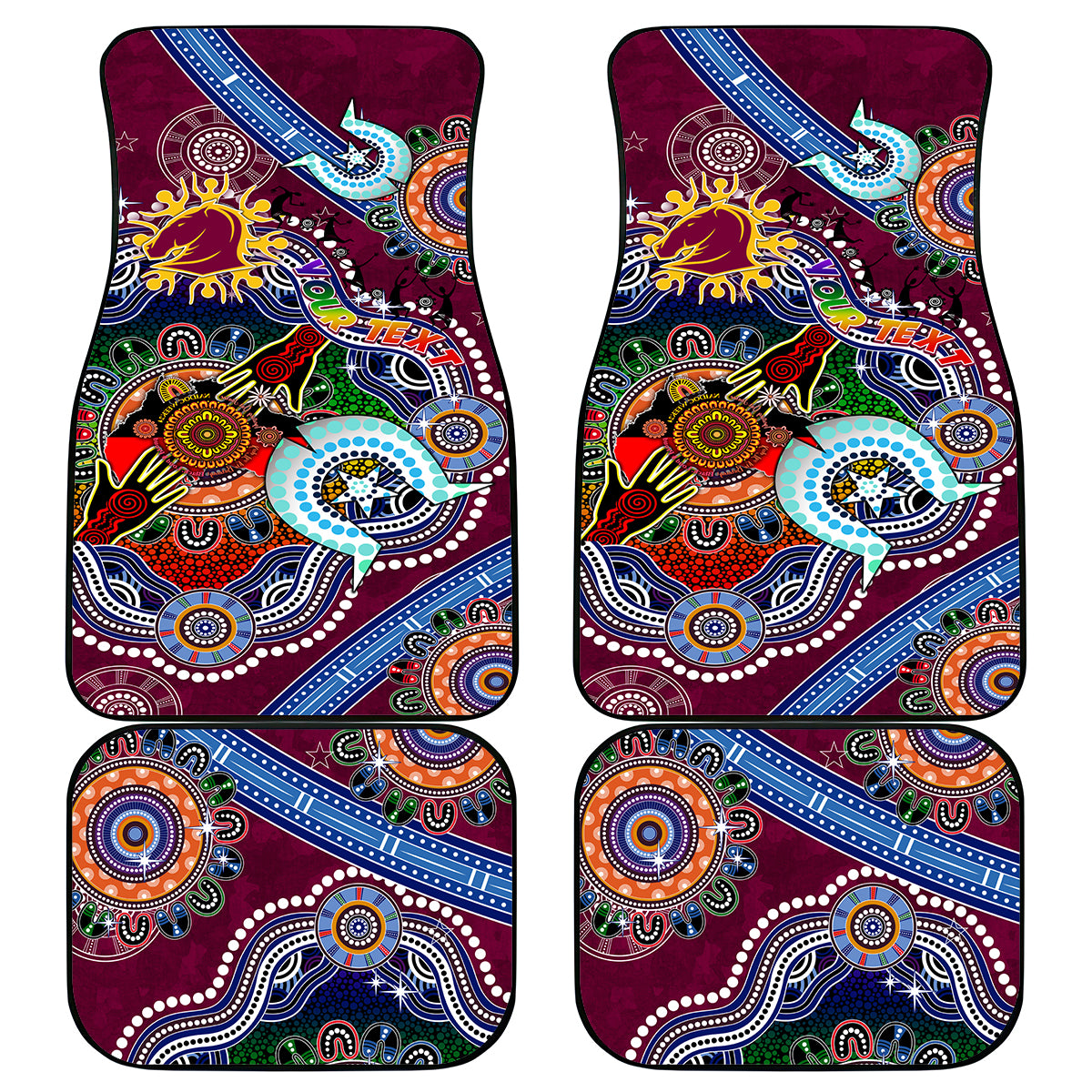 Personalised Broncos NAIDOC Week 2024 Car Mats Australia Aboriginal Dot Painting