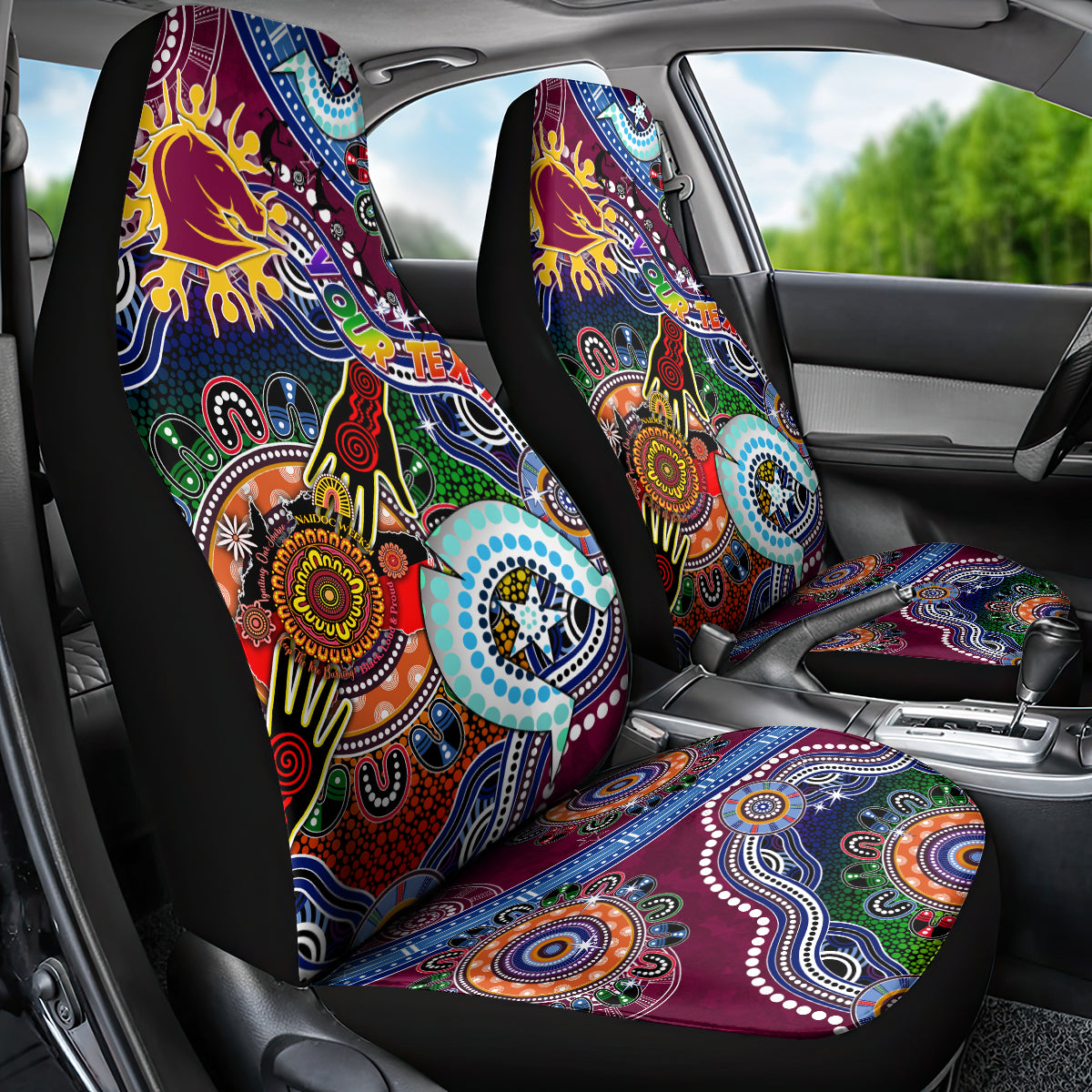 Personalised Broncos NAIDOC Week 2024 Car Seat Cover Australia Aboriginal Dot Painting