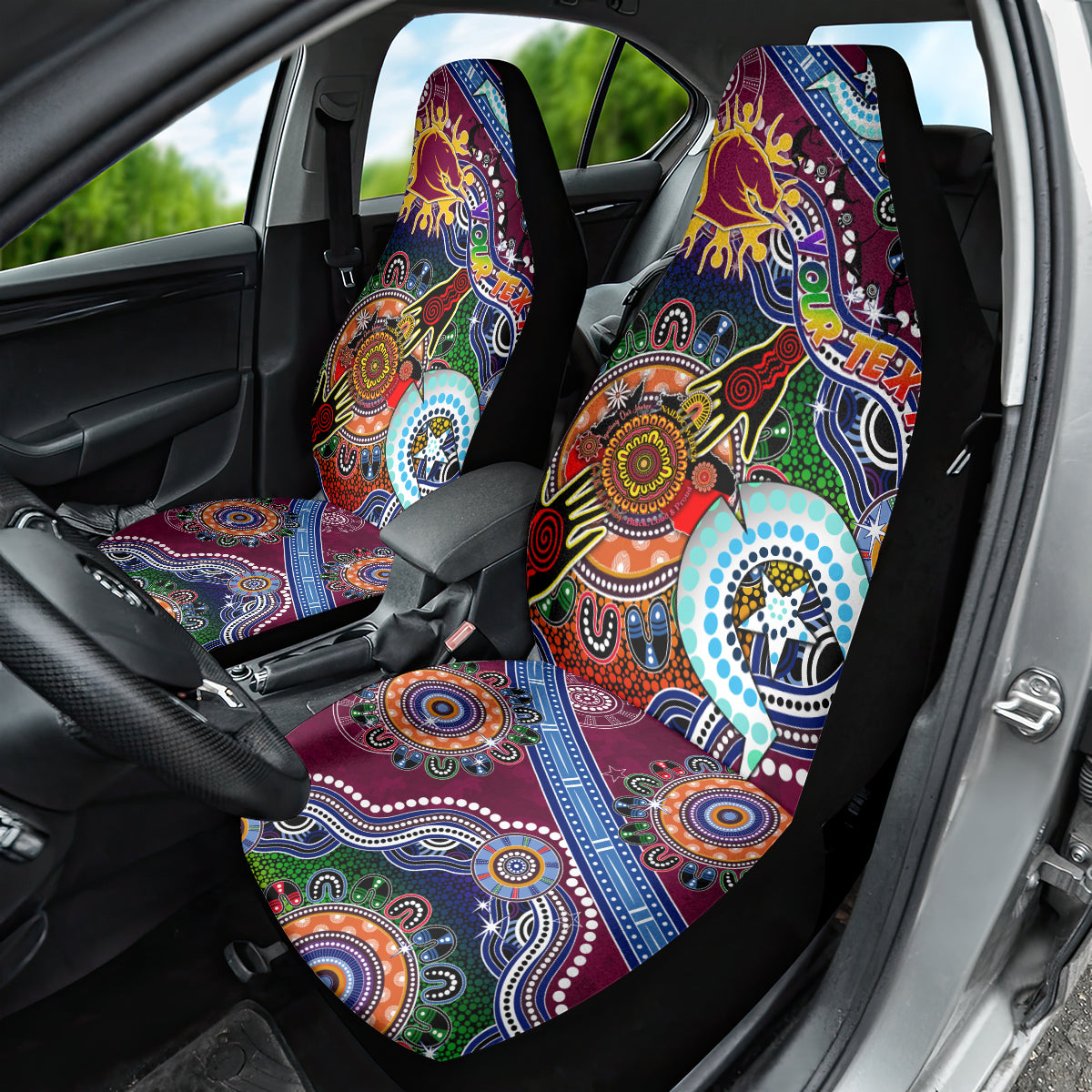 Personalised Broncos NAIDOC Week 2024 Car Seat Cover Australia Aboriginal Dot Painting