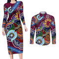 Personalised Broncos NAIDOC Week 2024 Couples Matching Long Sleeve Bodycon Dress and Long Sleeve Button Shirt Australia Aboriginal Dot Painting