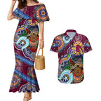 Personalised Broncos NAIDOC Week 2024 Couples Matching Mermaid Dress and Hawaiian Shirt Australia Aboriginal Dot Painting
