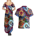 Personalised Broncos NAIDOC Week 2024 Couples Matching Summer Maxi Dress and Hawaiian Shirt Australia Aboriginal Dot Painting