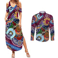 Personalised Broncos NAIDOC Week 2024 Couples Matching Summer Maxi Dress and Long Sleeve Button Shirt Australia Aboriginal Dot Painting