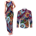 Personalised Broncos NAIDOC Week 2024 Couples Matching Tank Maxi Dress and Long Sleeve Button Shirt Australia Aboriginal Dot Painting