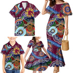 Personalised Broncos NAIDOC Week 2024 Family Matching Mermaid Dress and Hawaiian Shirt Australia Aboriginal Dot Painting