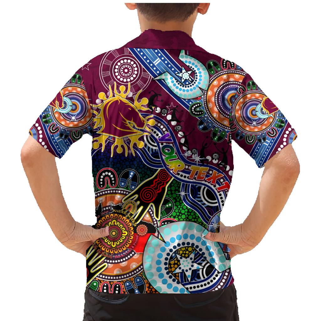 Personalised Broncos NAIDOC Week 2024 Family Matching Mermaid Dress and Hawaiian Shirt Australia Aboriginal Dot Painting