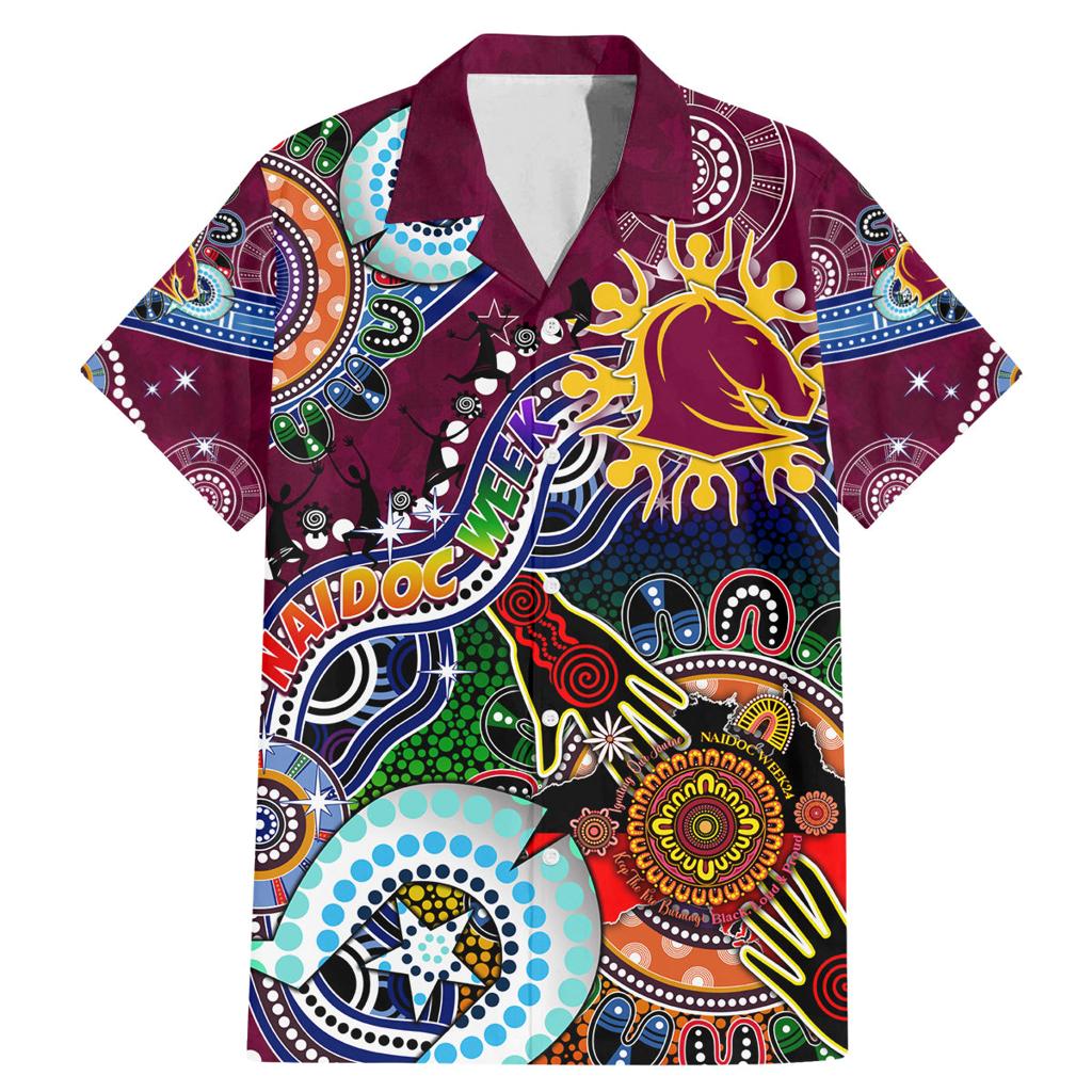 Personalised Broncos NAIDOC Week 2024 Family Matching Mermaid Dress and Hawaiian Shirt Australia Aboriginal Dot Painting