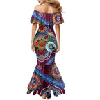 Personalised Broncos NAIDOC Week 2024 Family Matching Mermaid Dress and Hawaiian Shirt Australia Aboriginal Dot Painting